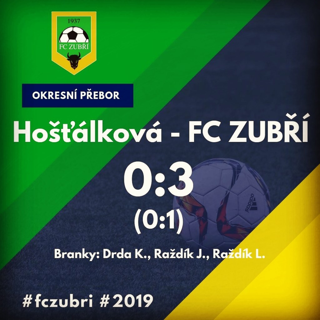Okresní přebor: Hošťálková – FC Zubří – 0:3&nbsp;(0:1)