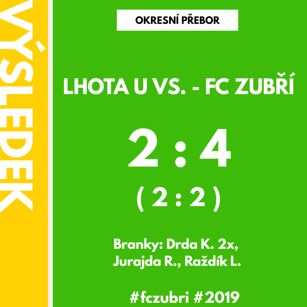 Okresní přebor: Lhota u Vsetína – FC Zubří – 2:4&nbsp;(2:2)