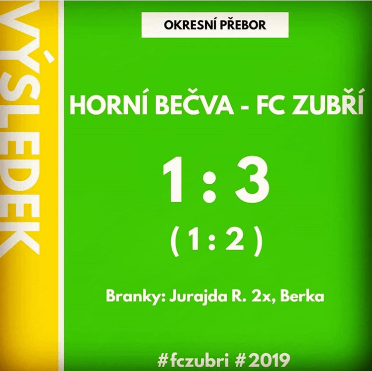 Okresní přebor: Horní Bečva – FC Zubří – 1:3&nbsp;(1:2)