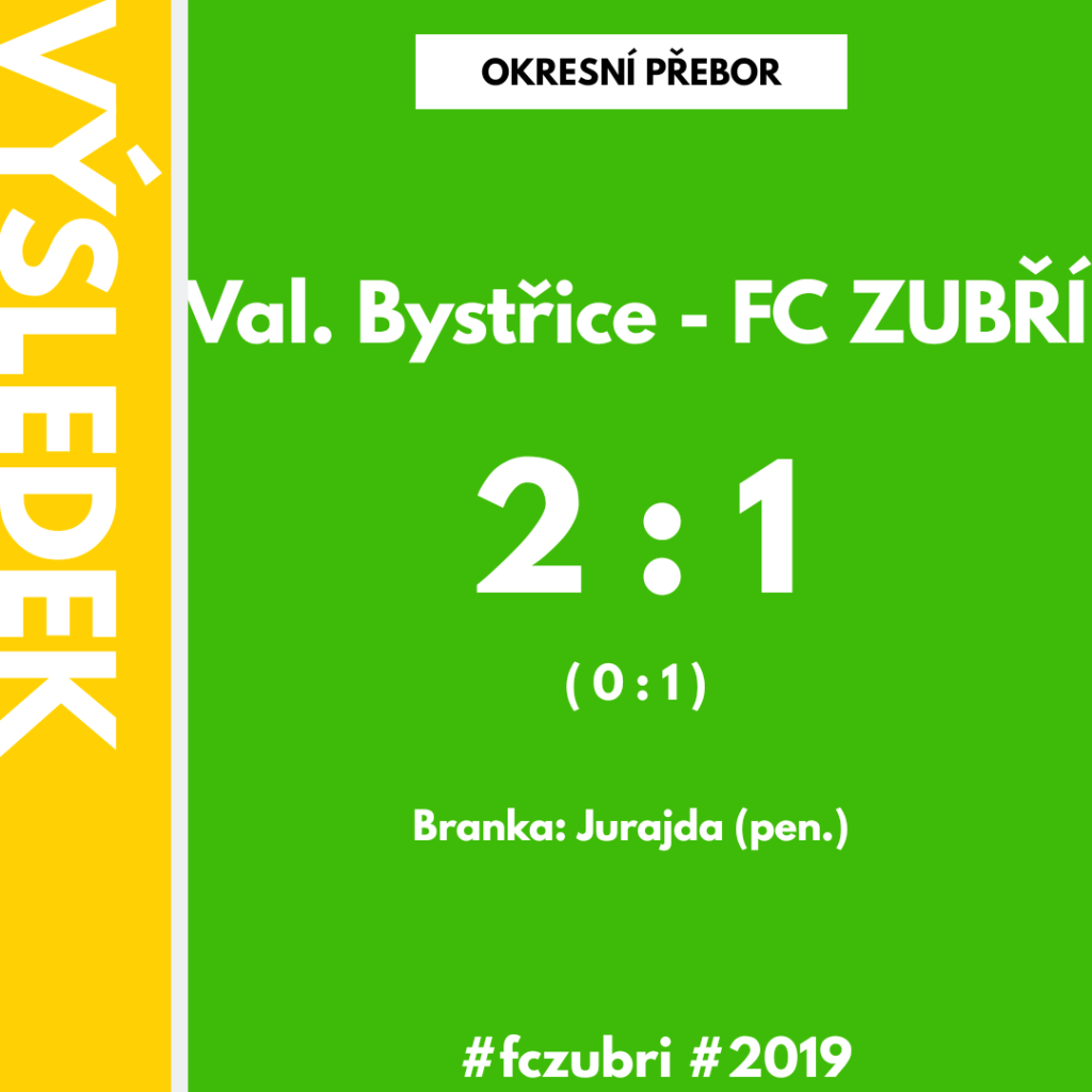 Okresní přebor: Val. Bystřice – FC Zubří – 2:1&nbsp;(0:1)