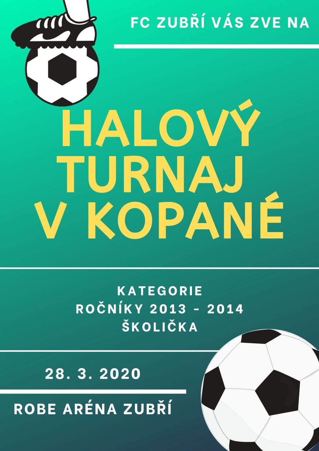 FC Zubří zve na halový turnaj pro nejmenší –&nbsp;ZRUŠENO!!!