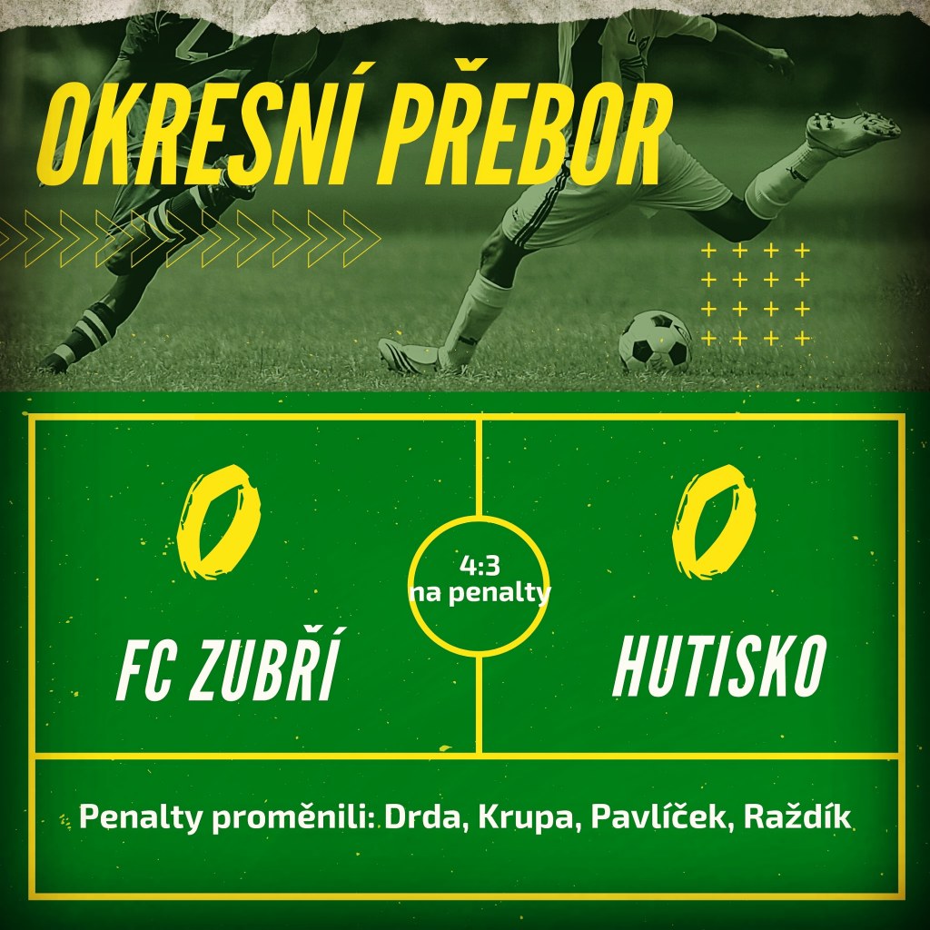 FC Zubří – Hutisko – 0:0, 4:3 na&nbsp;penalty
