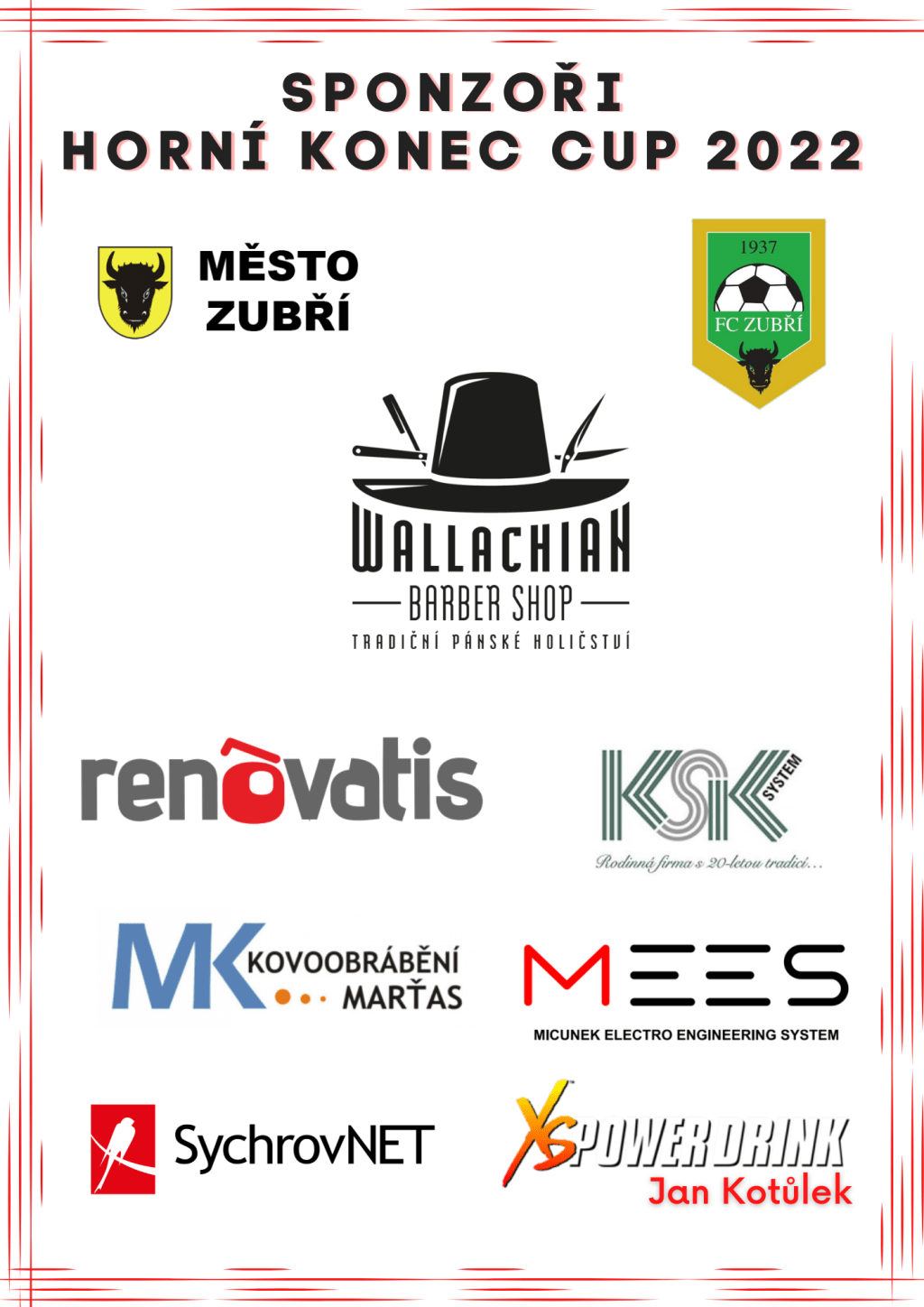 Sponzoři turnaje Horní Konec Cup&nbsp;2022