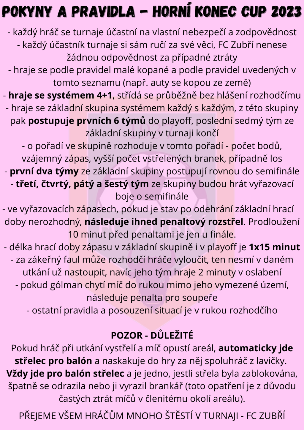 Informace o turnaji – Horní Konec Cup&nbsp;2023