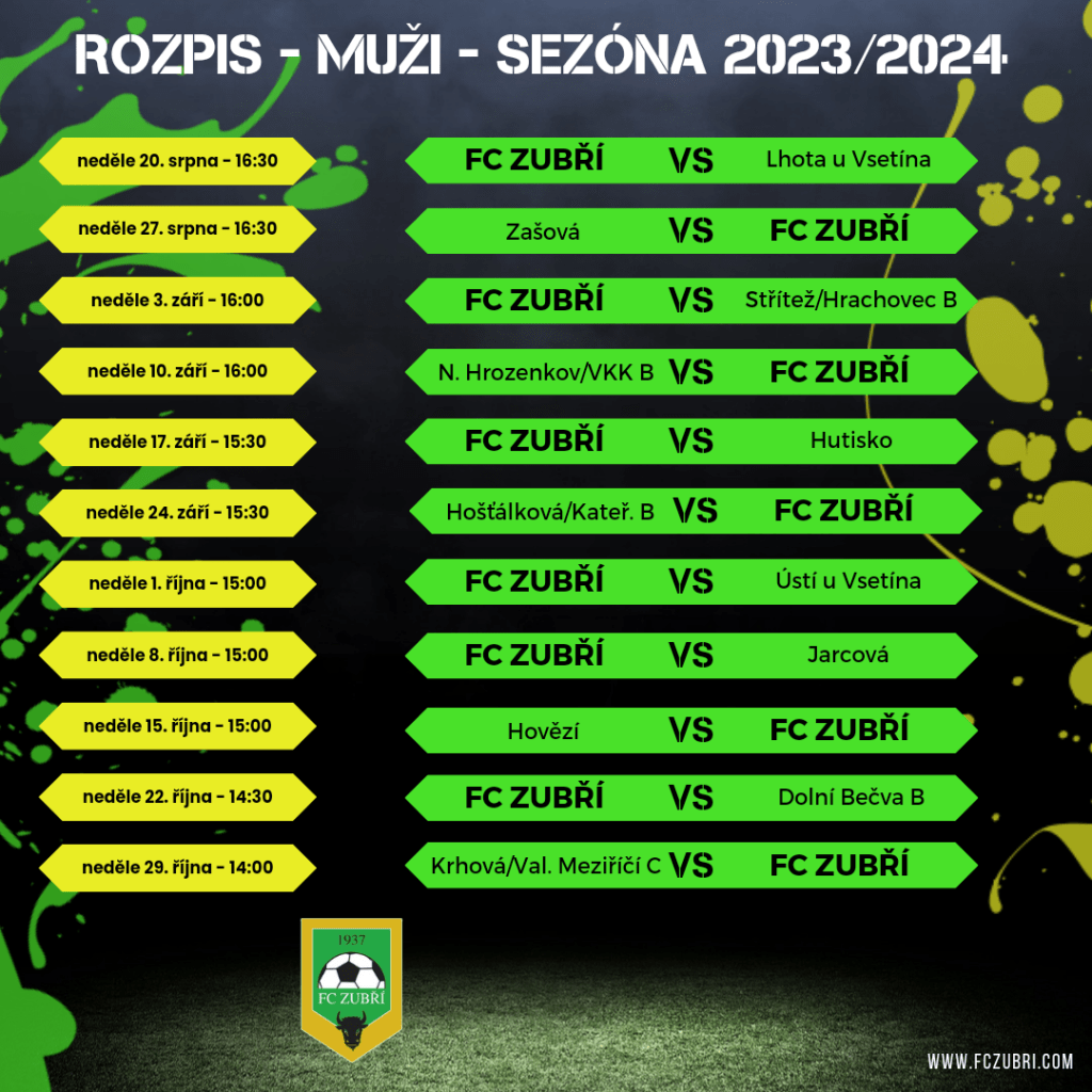 Muži znají rozpis svých zápasů pro podzimní část sezóny&nbsp;2023/2024