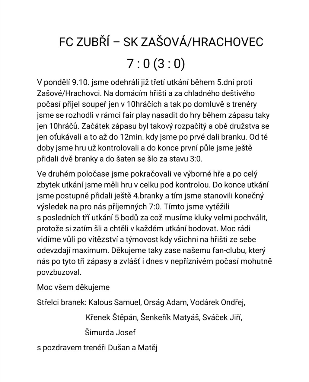 Starší žáci si připsali vysokou&nbsp;výhru