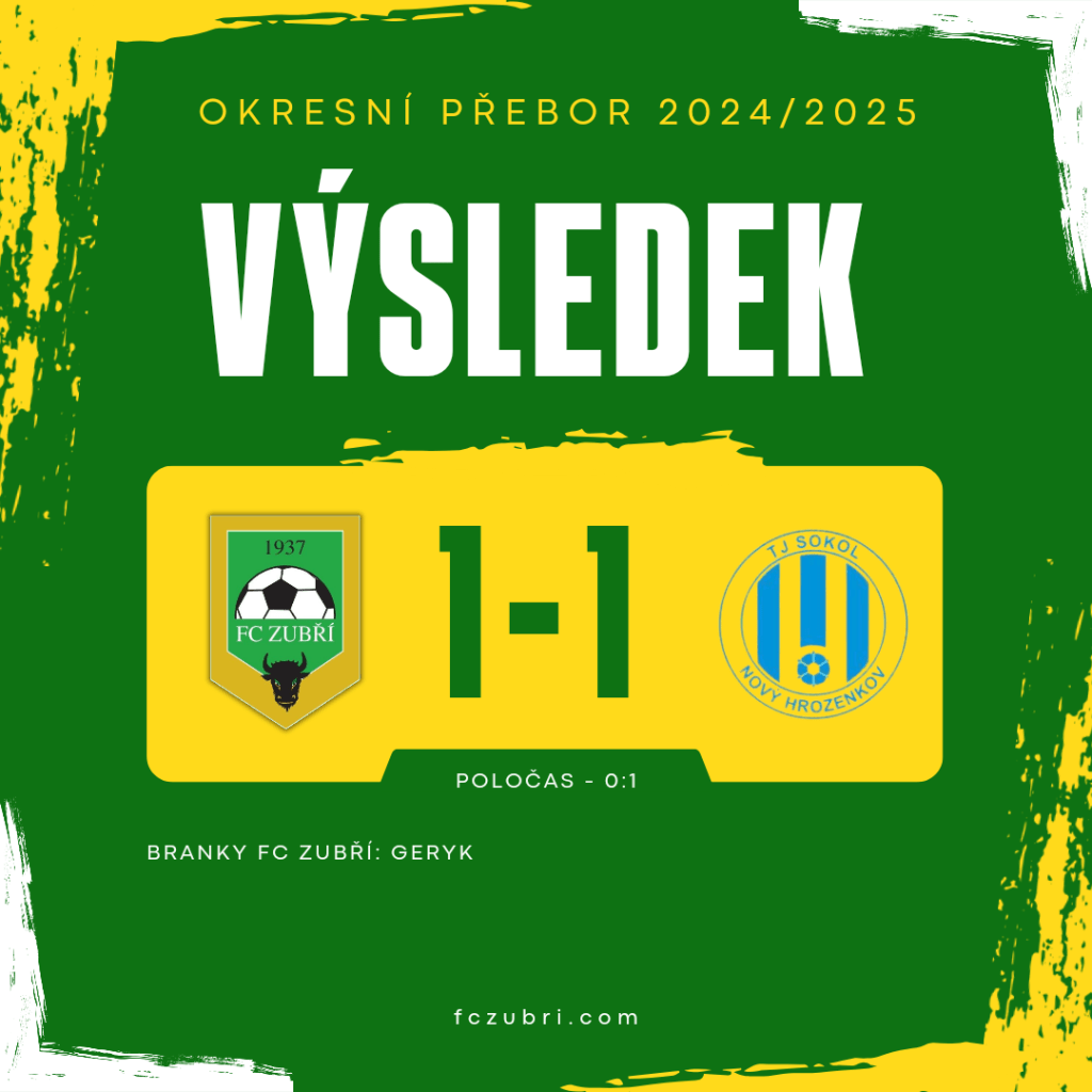 FC Zubří – Nový Hrozenkov/VKK B – 1:1&nbsp;(0:1)