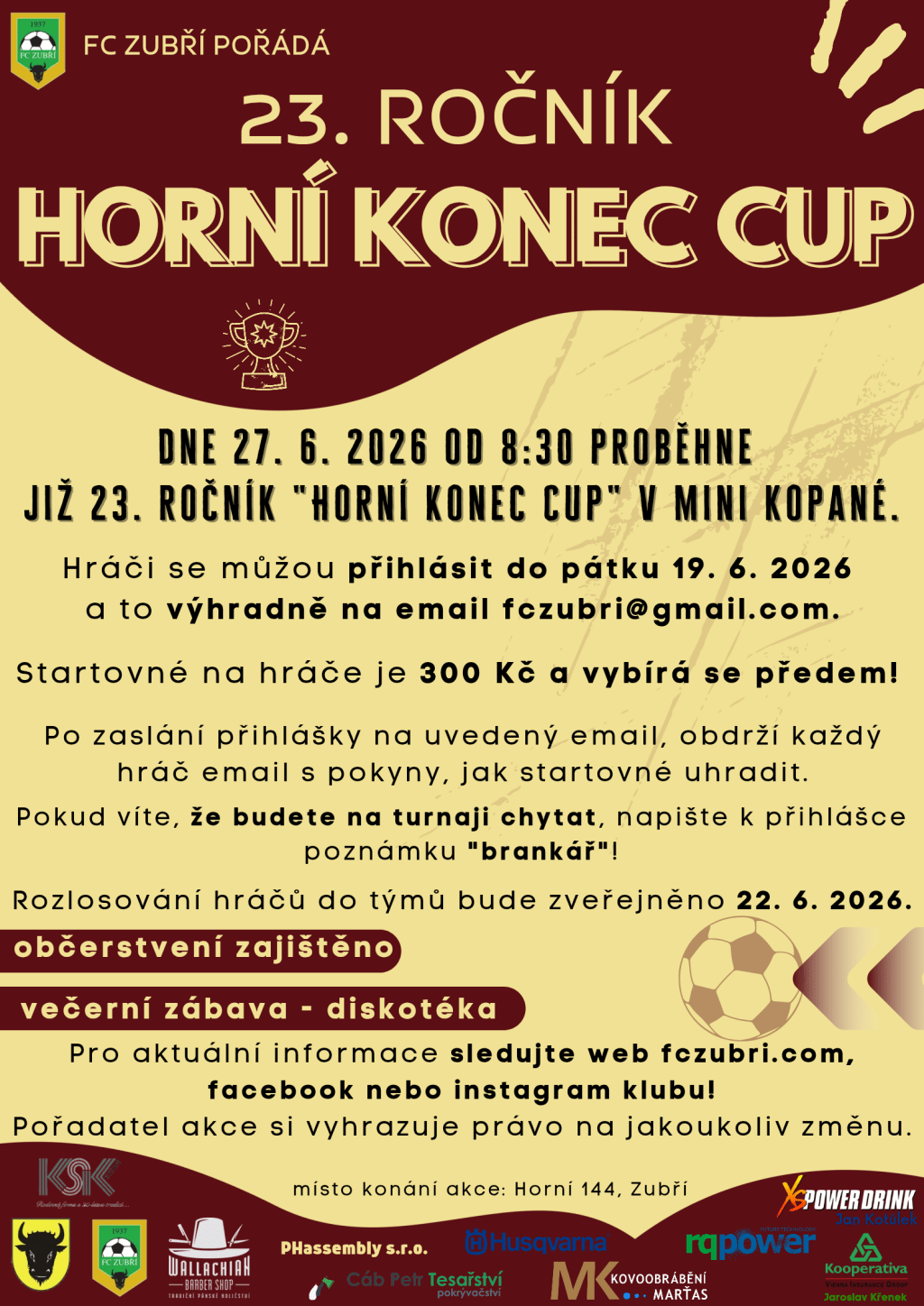 Startuje přihlašování na Horní Konec Cup&nbsp;2026